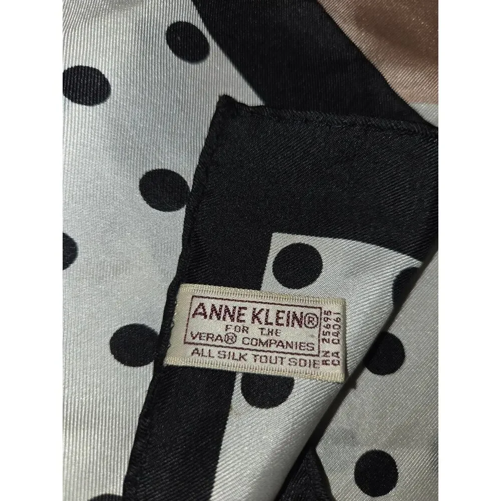 Vintage Anne Klein Silk Scarf Polka Dots 60's For Vera Company Rectangle